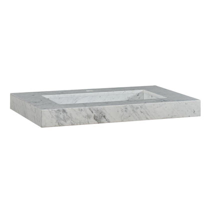 36" x 23" x 3.5" Carrara White Marble Top with Single Ramp Sink (1-hole)