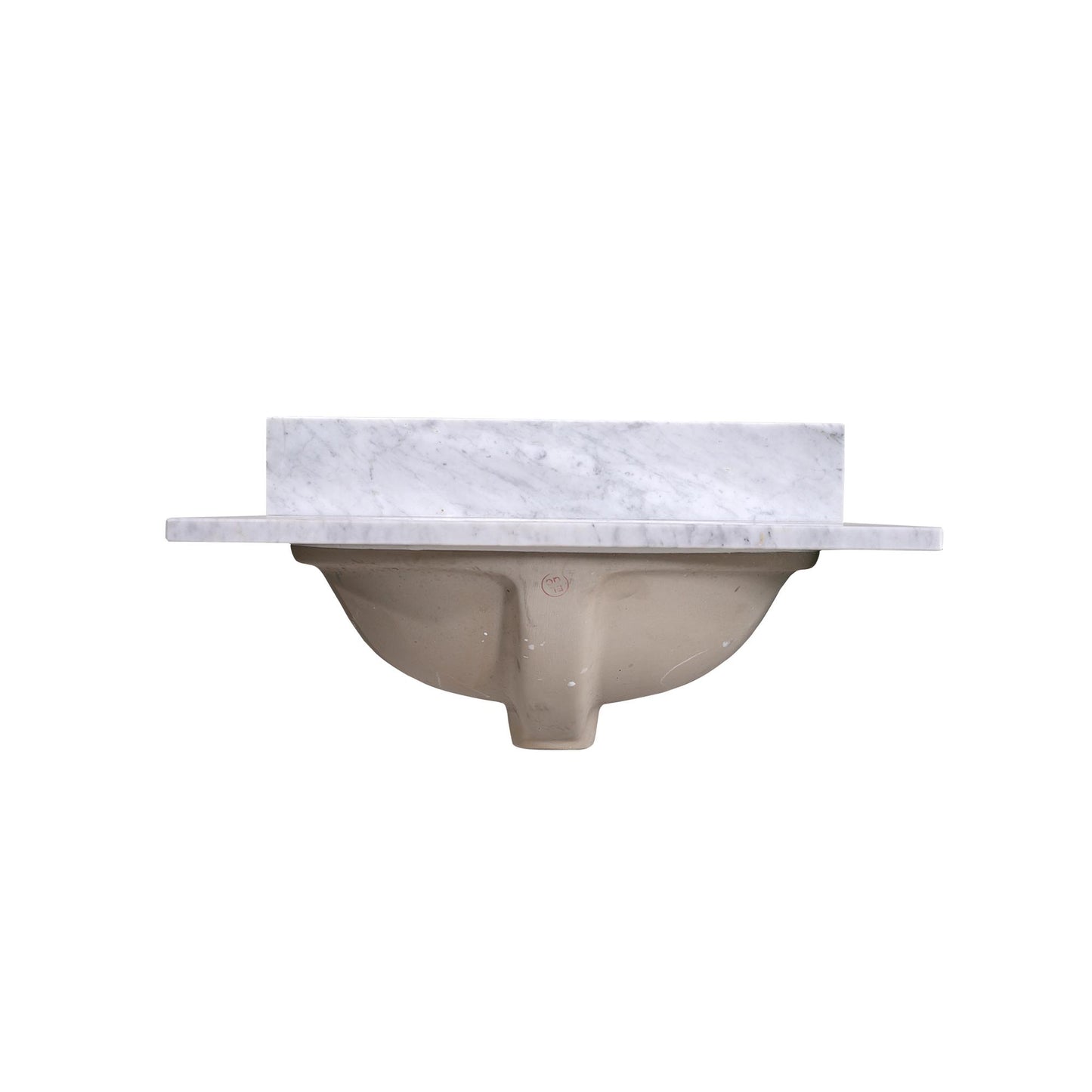 24" x 22" x 0.75" Carrara White Marble Top - 4" Backsplash, Single (Center) Oval Ceramic Sink (4"-center)