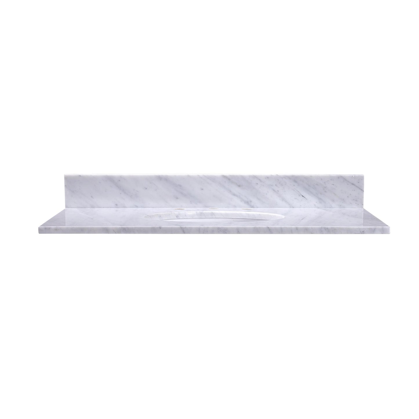 36" x 22" x 0.75" Carrara White Marble Top - 4" Backsplash, Single Oval Ceramic Sink (8" spread)