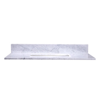 36" x 22" x 0.75" Carrara White Marble Top - 4" Backsplash, Single (Center) Rectangle Ceramic Sink (8"-spread)