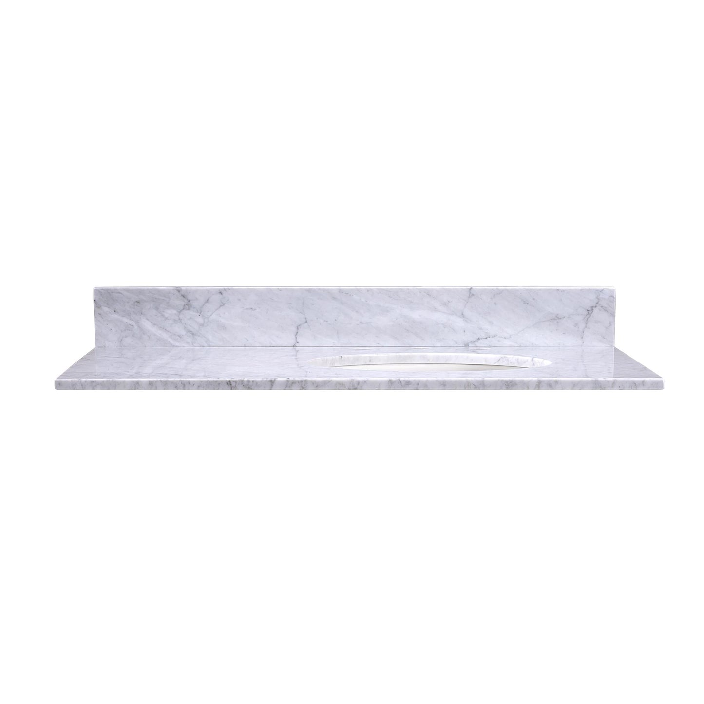 36" x 22" x 0.75" Carrara White Marble Top - 4" Backsplash, Single (Right) Oval Ceramic Sink (8"-spread)