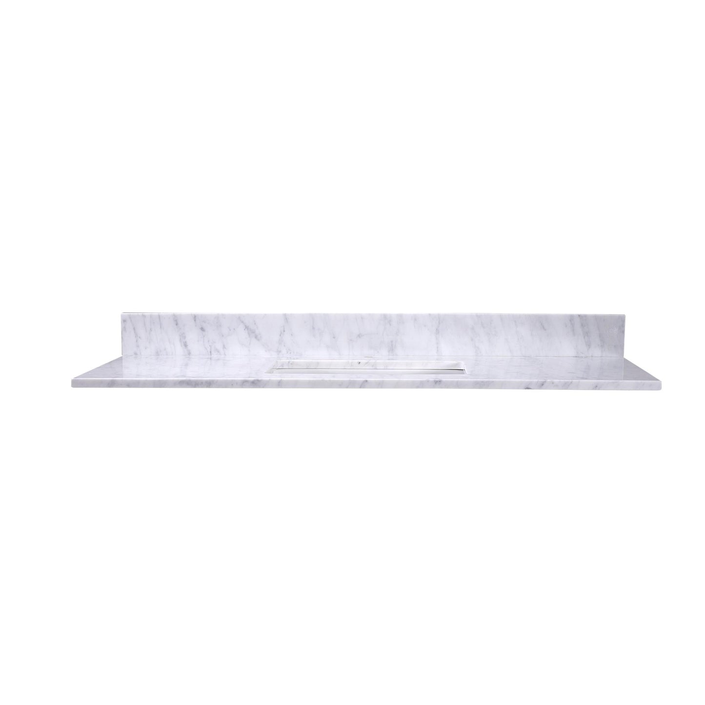 48" x 22" x 0.75" Carrara White Marble Top - 4" Backsplash, Single Rectangle Ceramic Sink (1-hole)