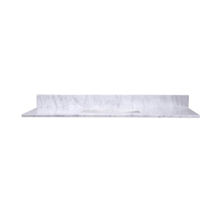 48" x 22" x 0.75" Carrara White Marble Top - 4" Backsplash, Single Rectangle Ceramic Sink (1-hole)
