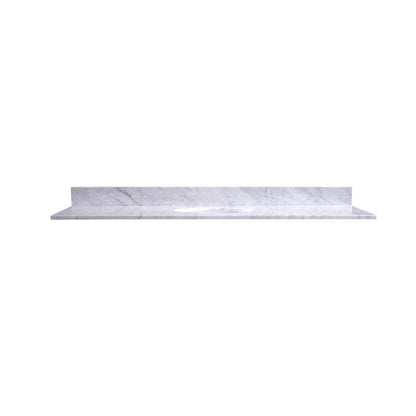 60" x 22" x 0.75" Carrara White Marble Top - 4" Backsplash, Single (Center) Oval Ceramic Sink (1-hole)