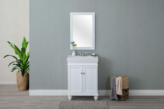 24" MATT WHITE SINK VANITY WITHOUT FAUCET