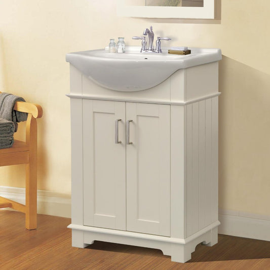 24" WHITE SINK VANITY, NO FAUCET
