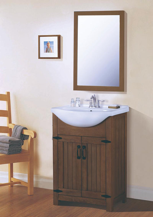 24" WEATHERED BROWN SINK VANITY, NO FAUCET