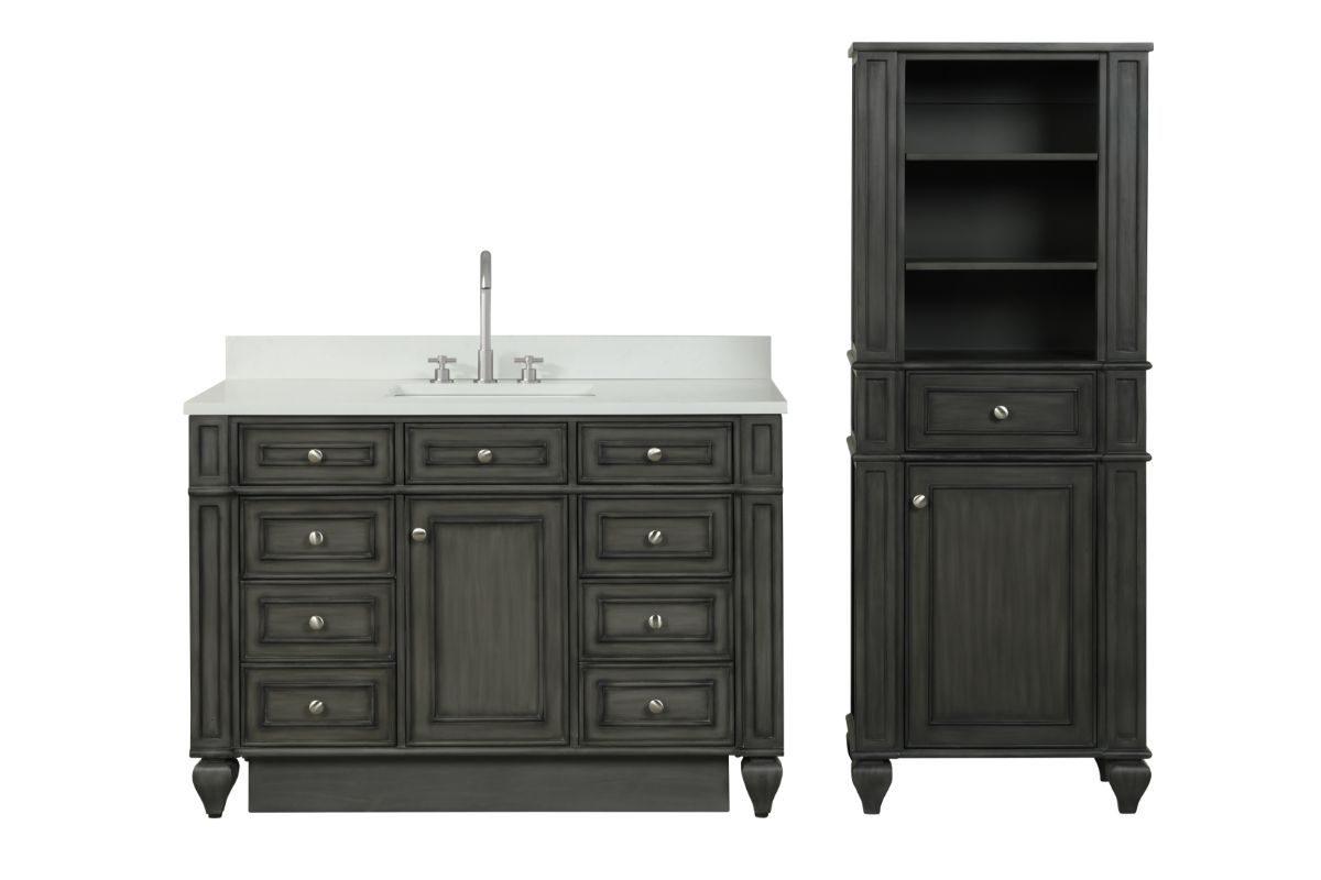 Winston 64" H X 24" W Linen Tower in Antique Gray
