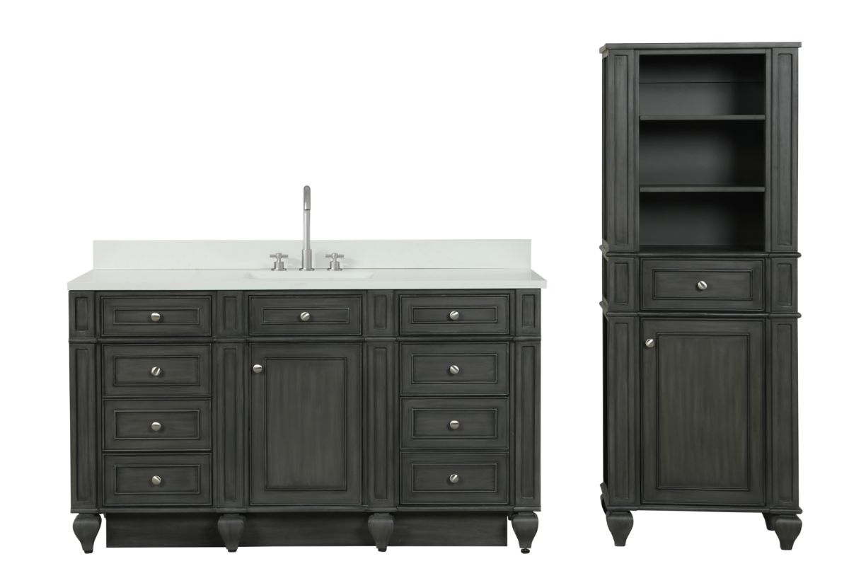 Winston 64" H X 24" W Linen Tower in Antique Gray