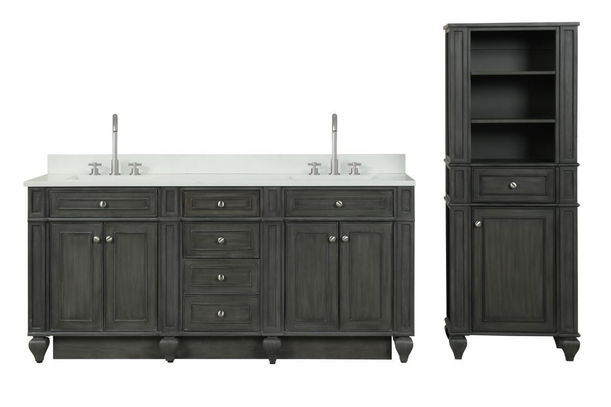 Winston 64" H X 24" W Linen Tower in Antique Gray