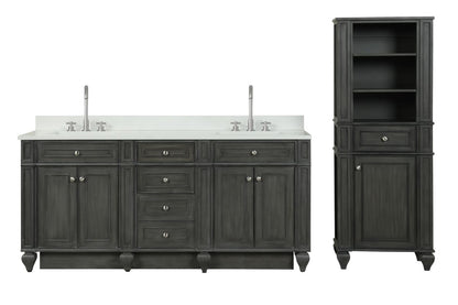 Winston 64" H X 24" W Linen Tower in Antique Gray