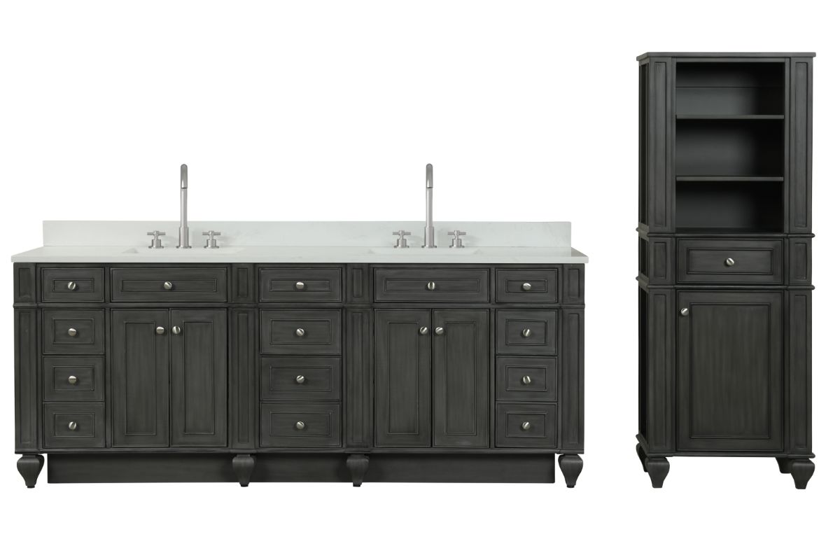 Winston 64" H X 24" W Linen Tower in Antique Gray