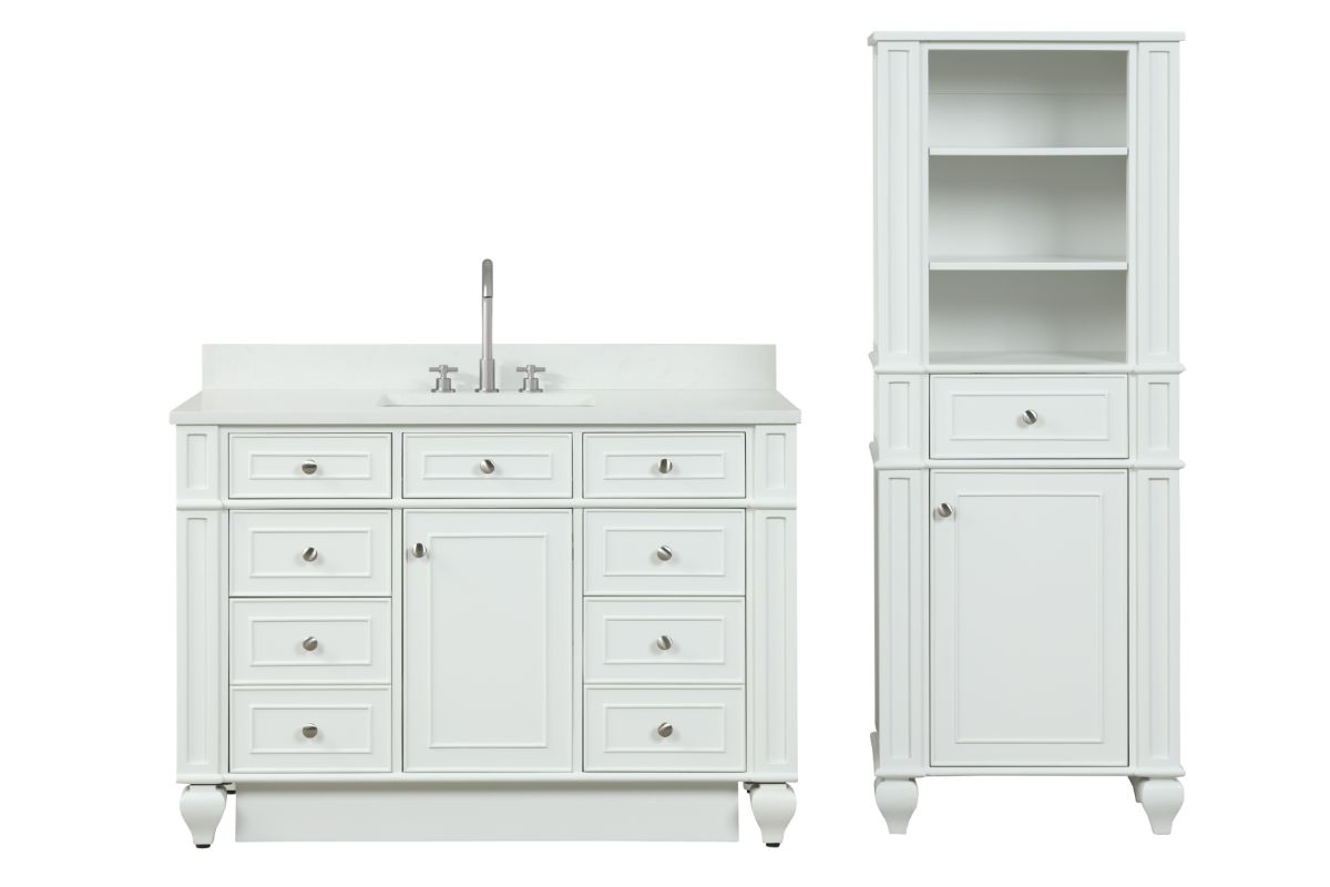 Winston 64" H X 24" W Linen Tower in Ivory White