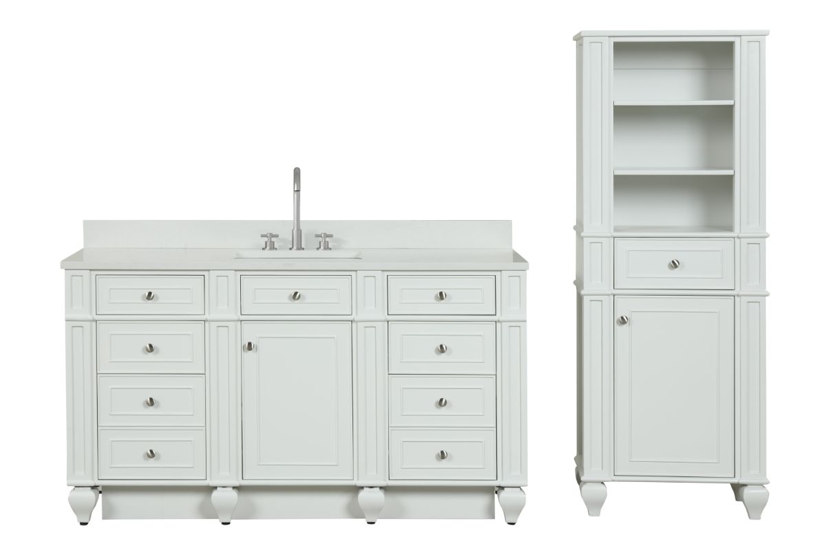 Winston 64" H X 24" W Linen Tower in Ivory White