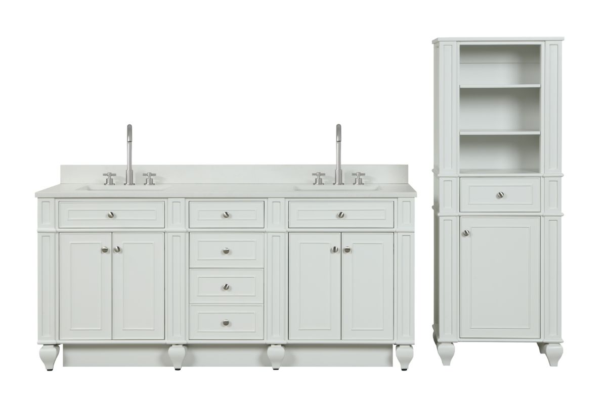 Winston 64" H X 24" W Linen Tower in Ivory White