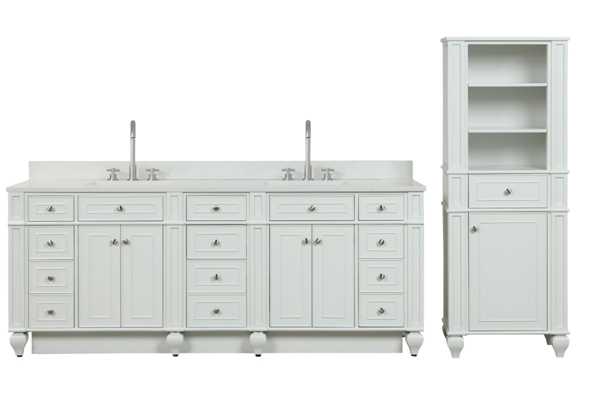Winston 64" H X 24" W Linen Tower in Ivory White