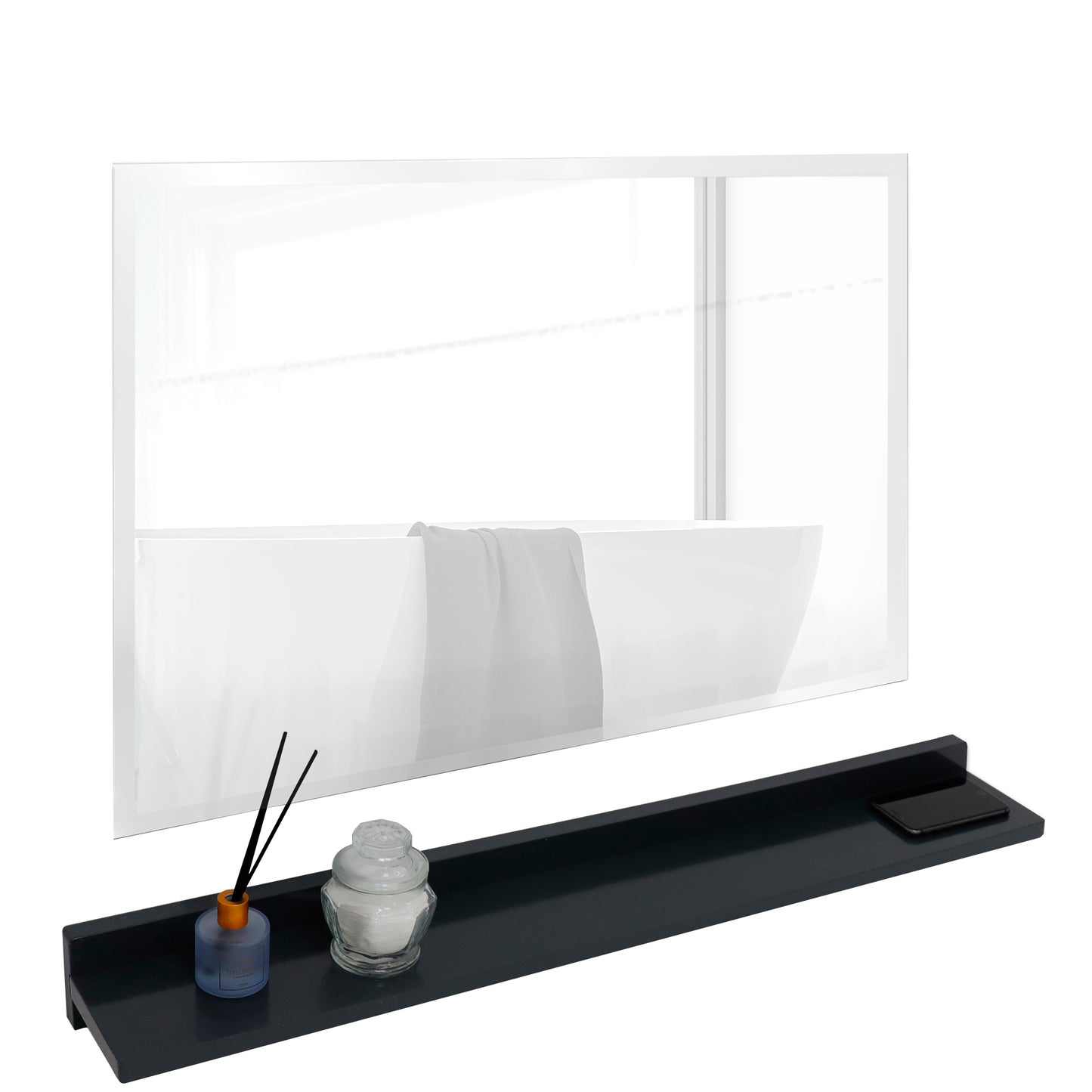 35" Wireless Charging Shelf and Frameless Mirror Set