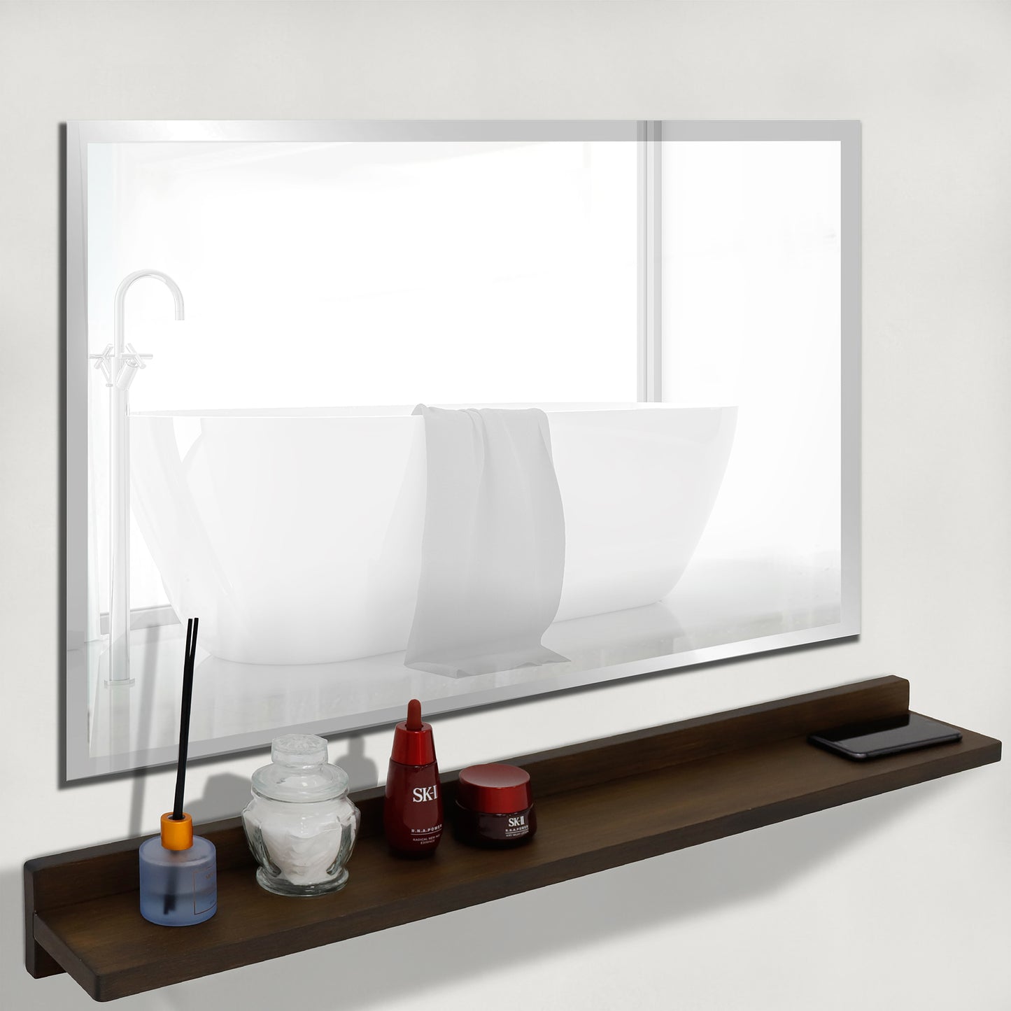 35" Wireless Charging Shelf and Frameless Mirror Set