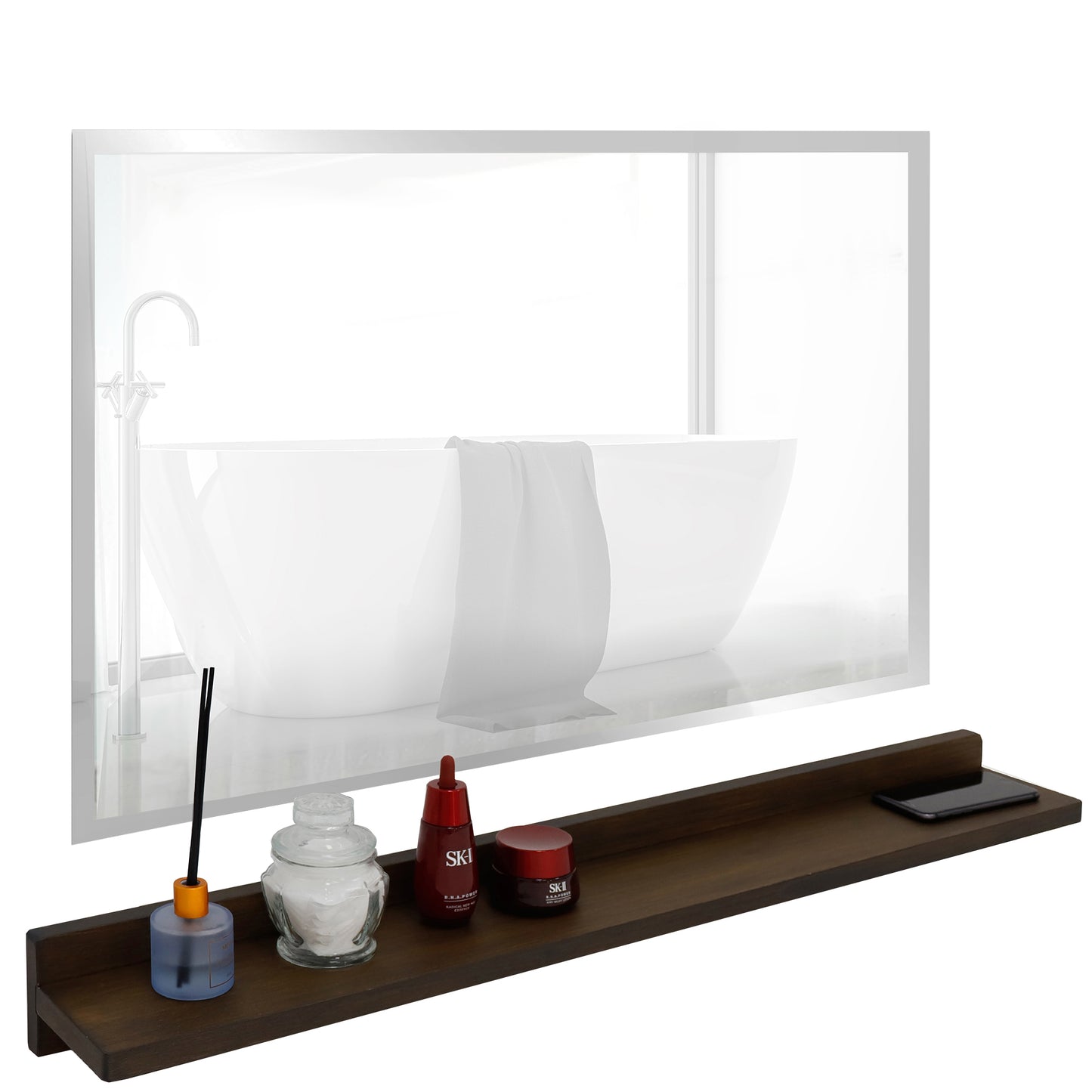 35" Wireless Charging Shelf and Frameless Mirror Set