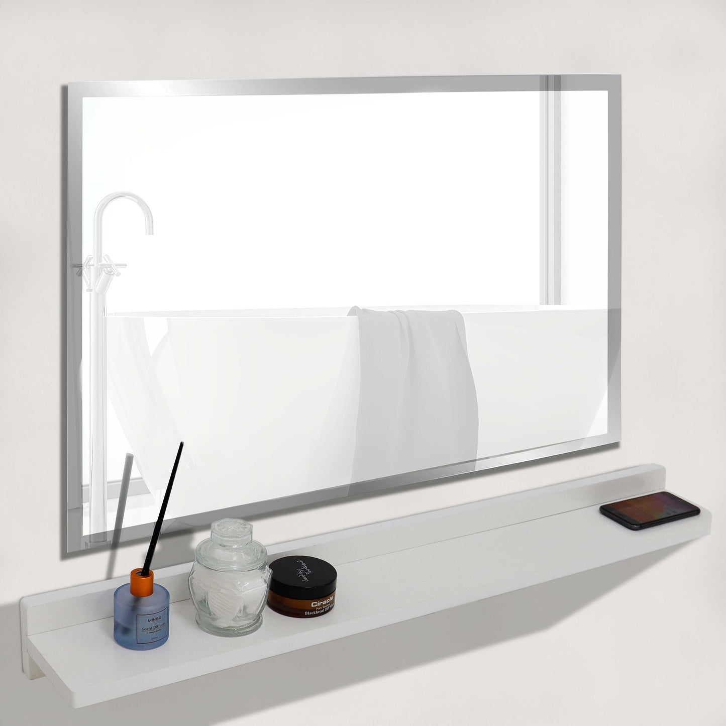 35" Wireless Charging Shelf and Frameless Mirror Set