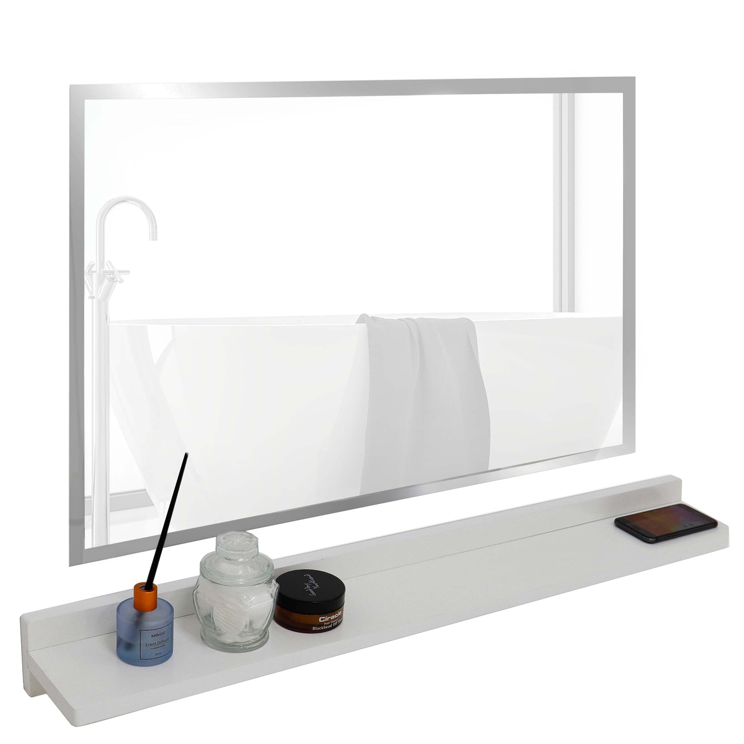35" Wireless Charging Shelf and Frameless Mirror Set