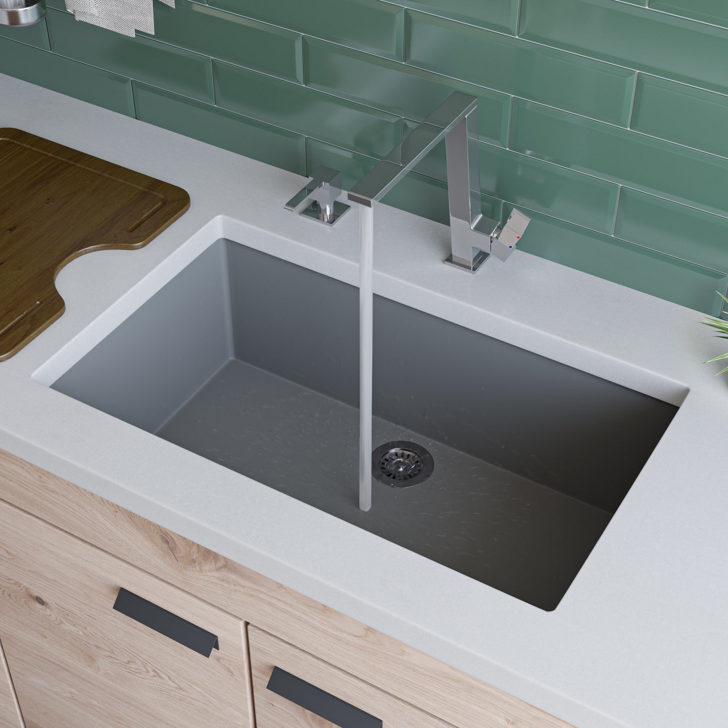 Titanium 30" Undermount Single Bowl Granite Composite Kitchen Sink