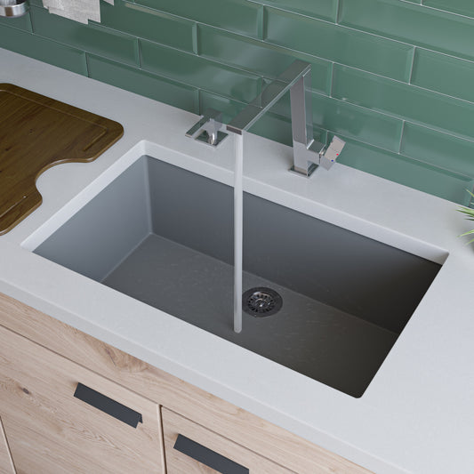 Titanium 30" Undermount Single Bowl Granite Composite Kitchen Sink