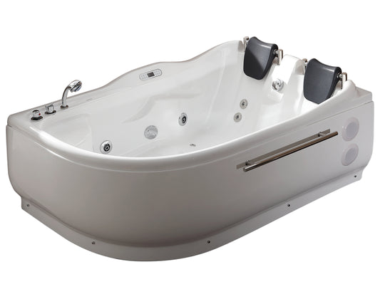 6 ft Right Drain Corner Acrylic White Whirlpool Bathtub for Two