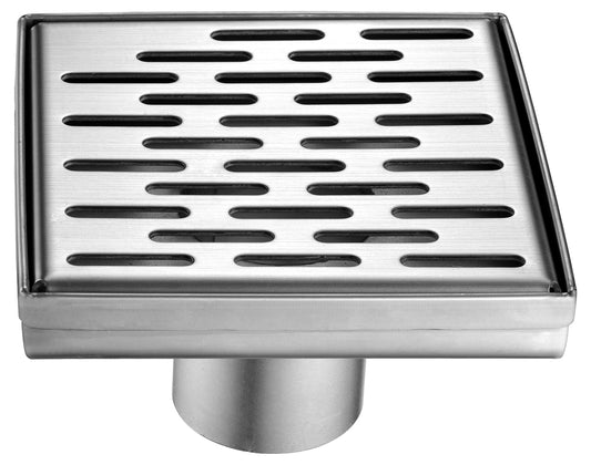 ABSD55C 5" x 5" Modern Square Stainless Steel Shower Drain with Groove Holes