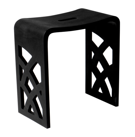 Black Matte Solid Surface Resin Bathroom / Shower Stool