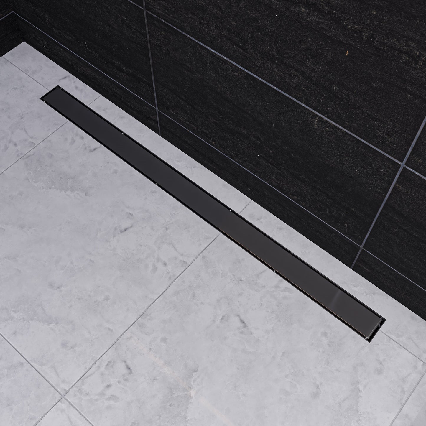 47" Brushed Stainless Steel Linear Shower Drain with Solid Cover