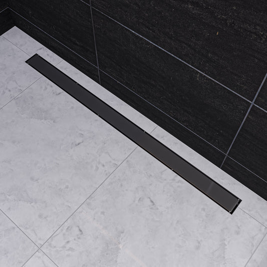 47" Brushed Stainless Steel Linear Shower Drain with Solid Cover