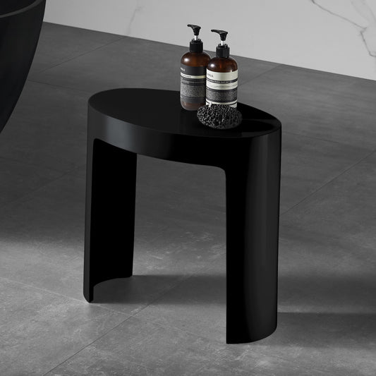 Black Matte Solid Surface Resin Bathroom / Shower Stool