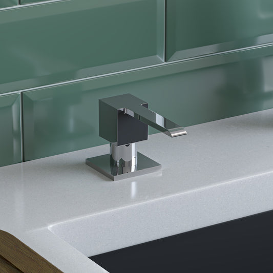 Modern Square Polished Stainless Steel Soap Dispenser