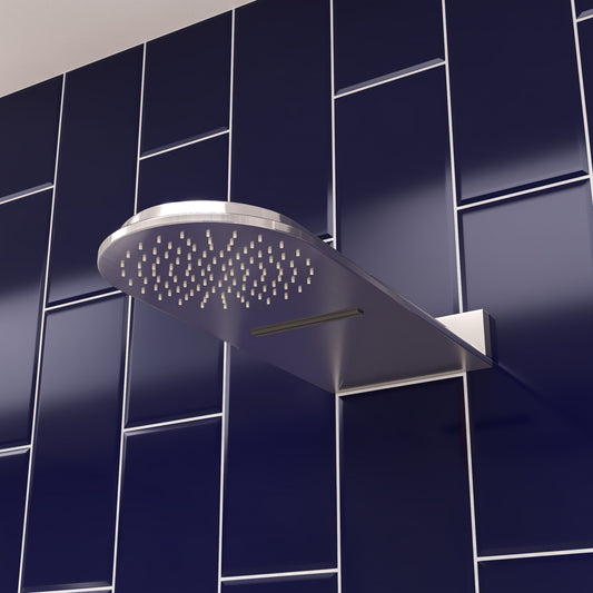 Brushed Nickel 10" Wall-Mounted Square Waterfall Rain Shower Head