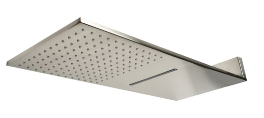 Brushed Nickel 10" Wall-Mounted Square Waterfall Rain Shower Head