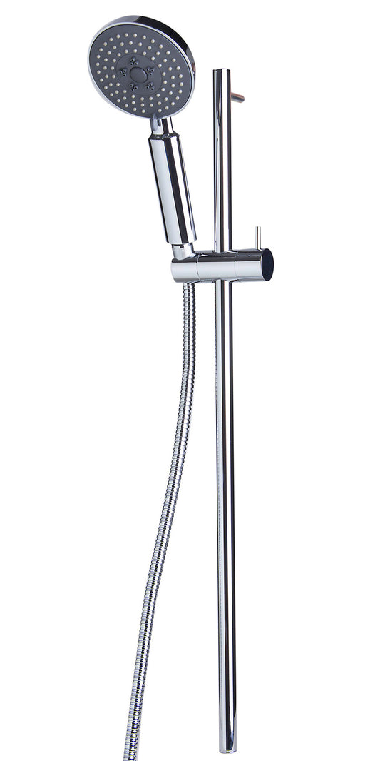 Polished Chrome Sliding Rail Hand Held Shower Head Set with Hose