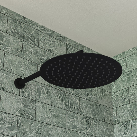 Matte Black Stainless Steel 12" Round Ultra-Thin Rain Shower Head