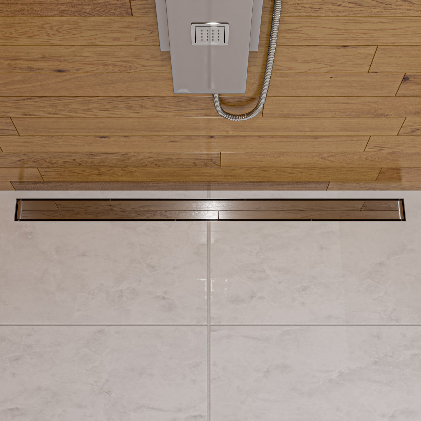 47" Polished Stainless Steel Linear Shower Drain with Solid Cover