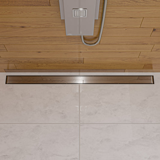 47" Polished Stainless Steel Linear Shower Drain with Solid Cover