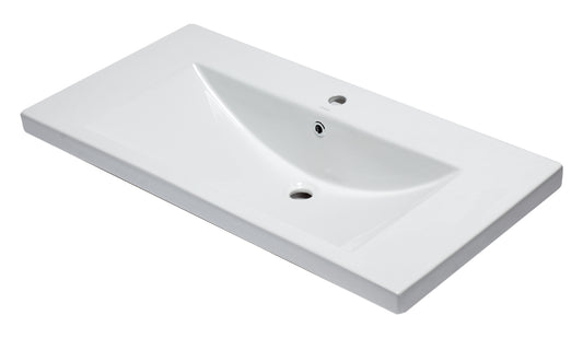 White Ceramic 40"x19" Rectangular Drop In Sink