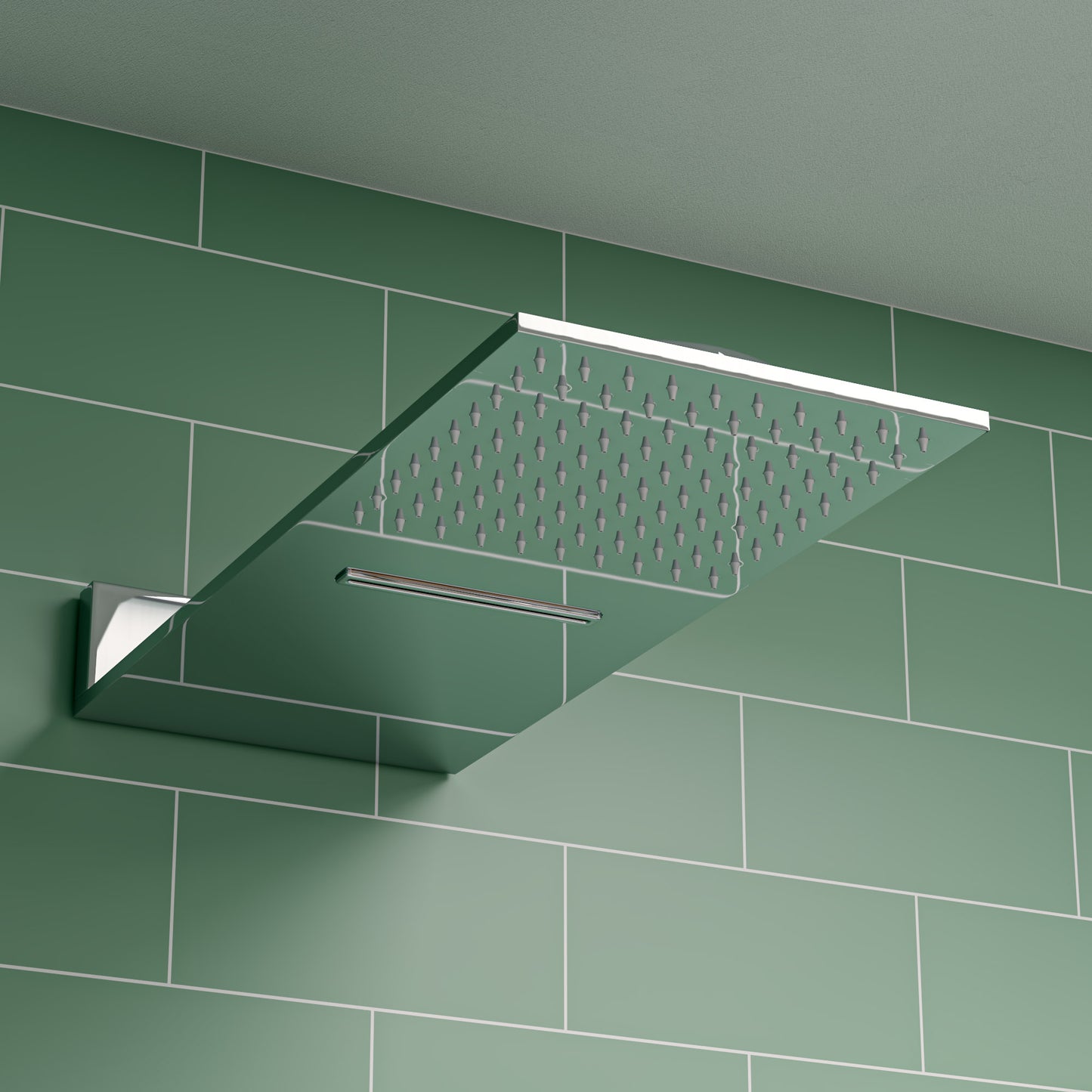 Polished Chrome 10" Wall-Mounted Square Waterfall Rain Shower Head