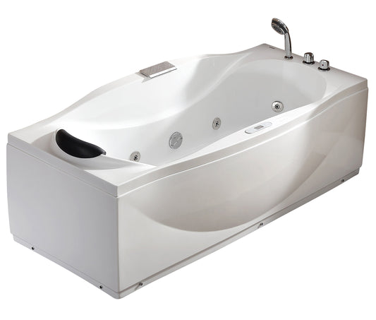 6 ft Left Drain Acrylic White Whirlpool Bathtub w Fixtures