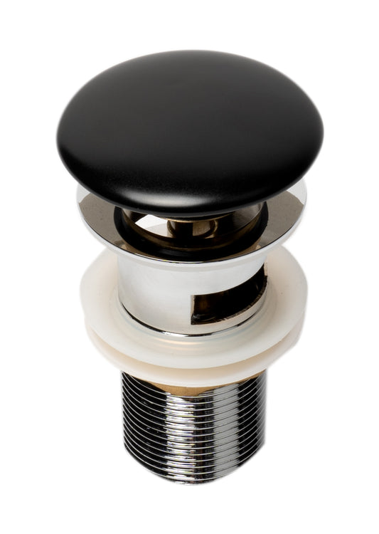 Black Matte Ceramic Mushroom Top Pop Up Drain for Sinks with Overflow