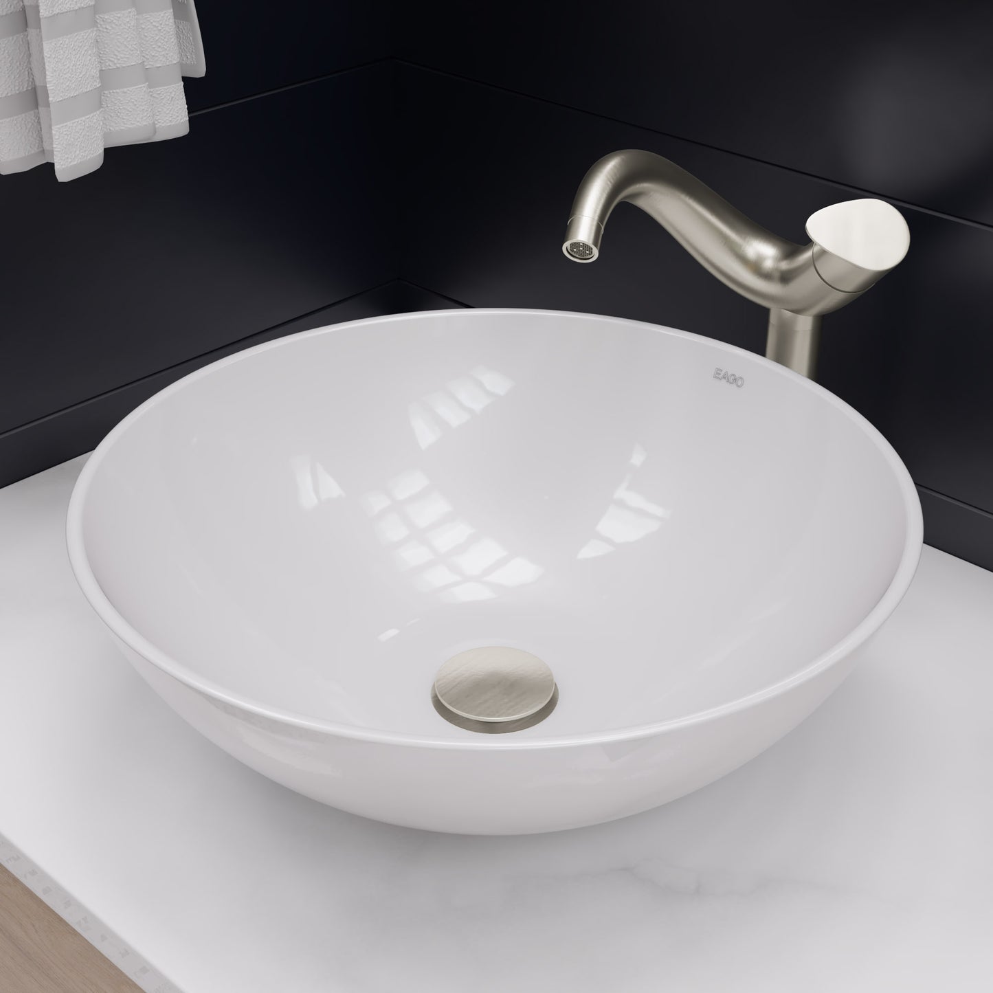 18" ROUND CERAMIC ABOVE MOUNT BATHROOM BASIN VESSEL SINK