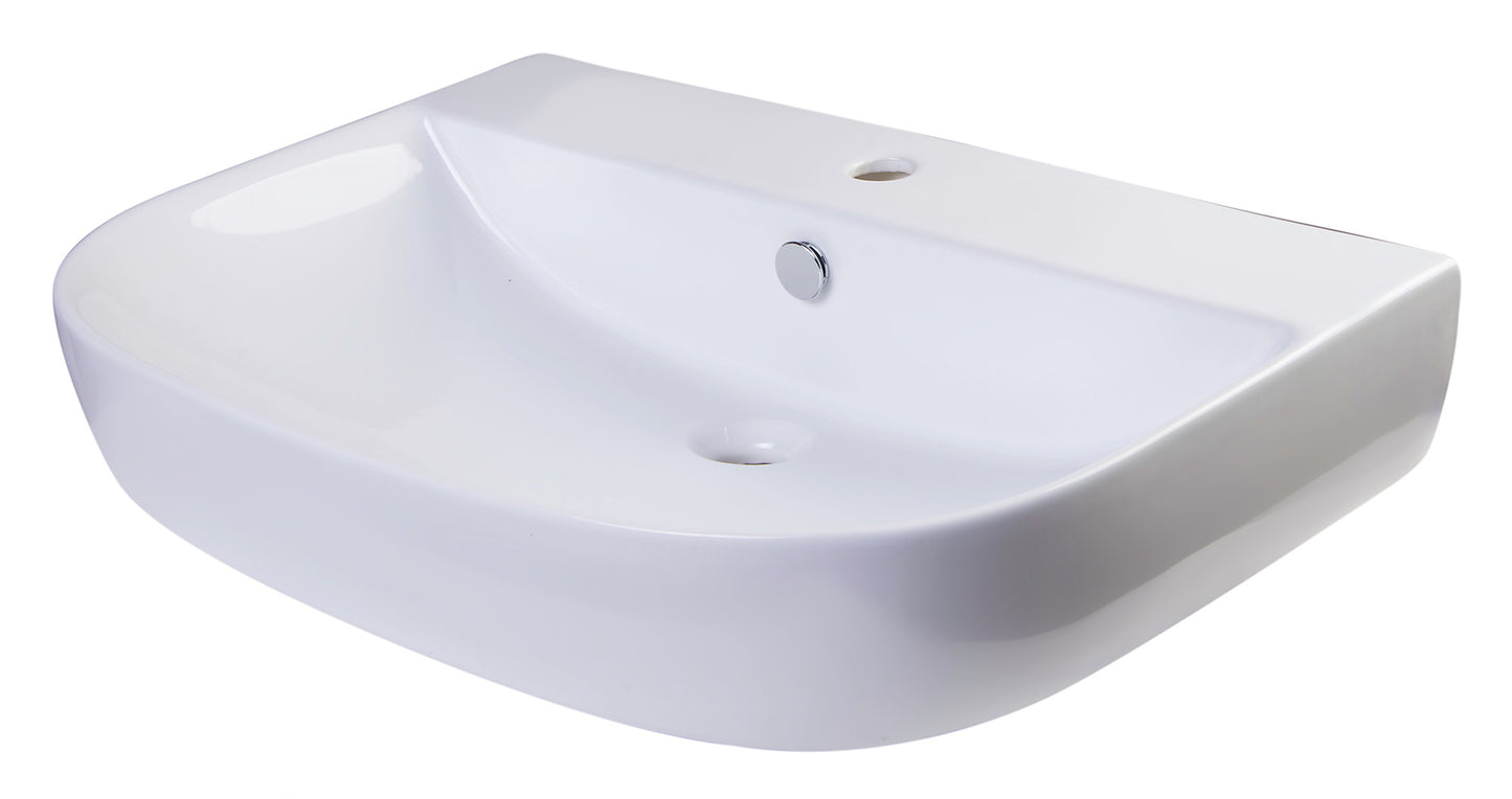 28" White D-Bowl Porcelain Wall Mounted Bath Sink