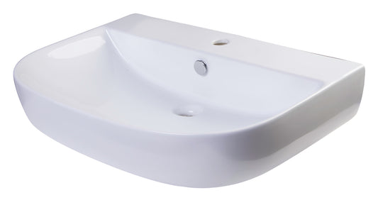 28" White D-Bowl Porcelain Wall Mounted Bath Sink