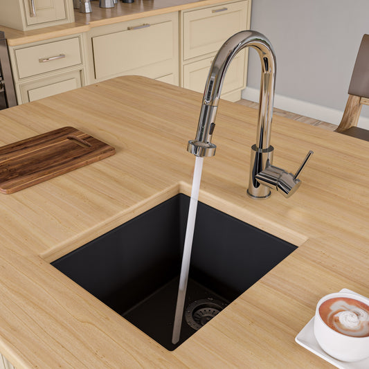 Black 17" Undermount Rectangular Granite Composite Kitchen Prep Sink
