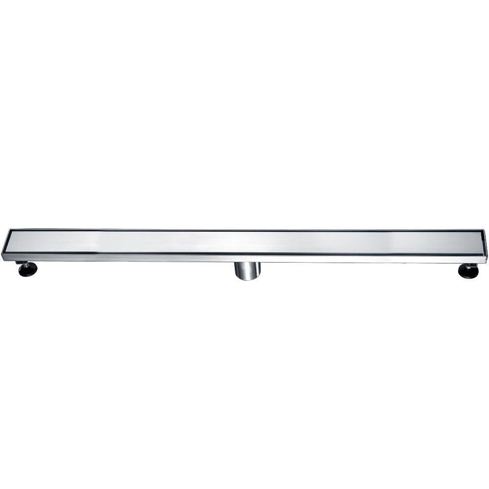 36" Modern Brushed Stainless Steel Linear Shower Drain with Solid Cover