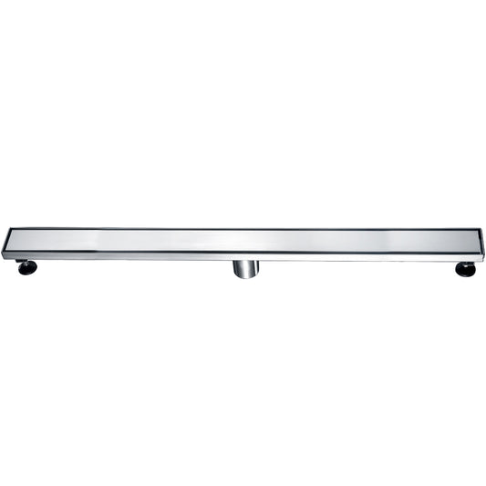 36" Modern Brushed Stainless Steel Linear Shower Drain with Solid Cover